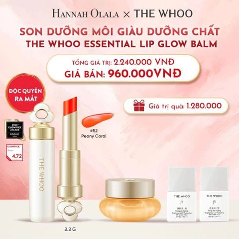  D41_DEAL14B: NEW - BỘ SON DƯỠNG CẢI THIỆN NẾP NHĂN MÔI THE WHOO ESSENTIAL LIP GLOW BALM - 52 PEONY CORAL 