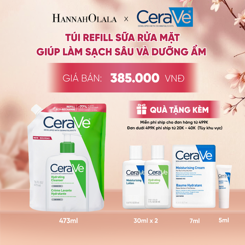  TÚI REFILL SỮA RỬA MẶT GIÚP LÀM SẠCH SÂU VÀ DƯỠNG ẨM CERAVE HYDRATING CLEANSER 473ML - A344 