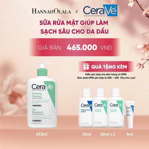 SỮA RỬA MẶT FOAMING GIÚP LÀM SẠCH SÂU VÀ DƯỠNG ẨM DỊU NHẸ DÀNH CHO DA DẦU - CERAVE FOAMING FACIAL CLEANSER 473ML - A371 