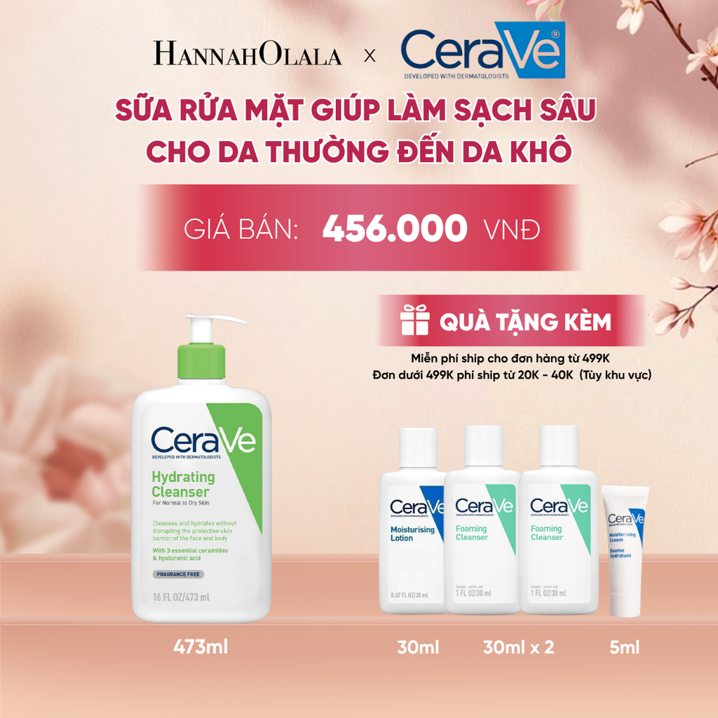  SỮA RỬA MẶT GIÚP LÀM SẠCH SÂU DÀNH CHO DA THƯỜNG VÀ DA KHÔ CERAVE HYDRATING CLEANSER 473ML - A413 