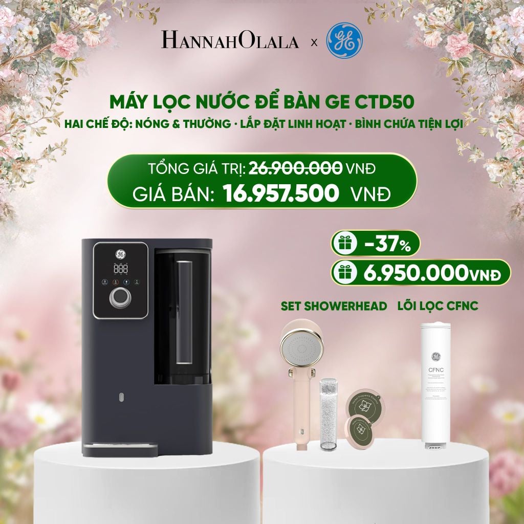  DEAL 1: MÁY LỌC NƯỚC ĐỂ BÀN GE CTD50 - HAI CHẾ ĐỘ: NÓNG & THƯỜNG · LẮP ĐẶT LINH HOẠT · BÌNH CHỨA TIỆN LỢI 