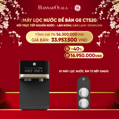  DEAL 2: MÁY LỌC NƯỚC ĐỂ BÀN GE CTS20 NỐI TRỰC TIẾP NGUỒN NƯỚC - LÀM NÓNG/LÀM LẠNH/SPARKLING (TẠO NƯỚC CÓ GA) 