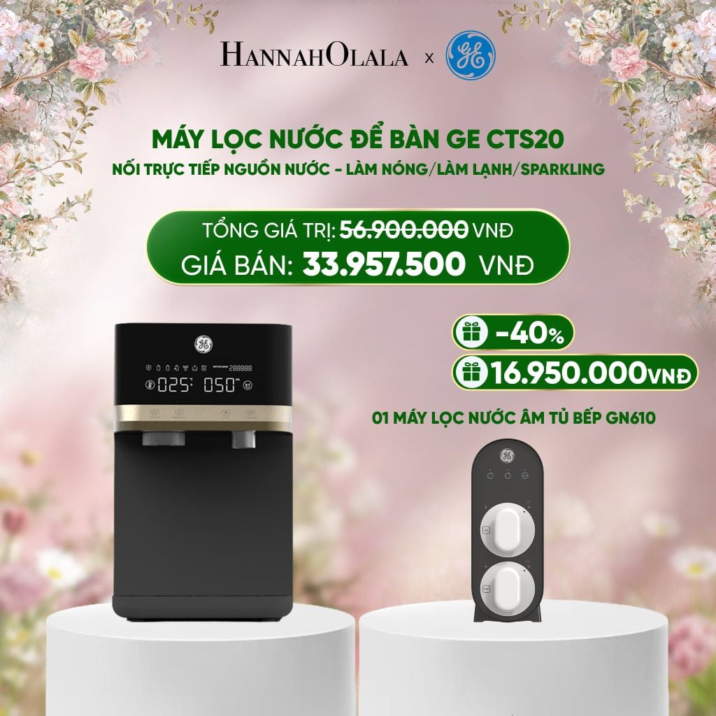  DEAL 2: MÁY LỌC NƯỚC ĐỂ BÀN GE CTS20 NỐI TRỰC TIẾP NGUỒN NƯỚC - LÀM NÓNG/LÀM LẠNH/SPARKLING (TẠO NƯỚC CÓ GA) 