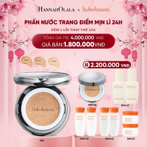  DEAL 5A: PHẤN NƯỚC TRANG ĐIỂM MỊN LÌ 24H (KÈM LÕI THAY THẾ) SULWHASOO PERFECTING CUSHION 15GX2 