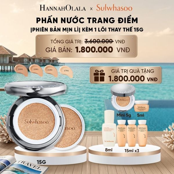  PHẤN NƯỚC TRANG ĐIỂM MỊN LÌ 24H (KÈM LÕI THAY THẾ) SULWHASOO PERFECTING CUSHION 15GX2 