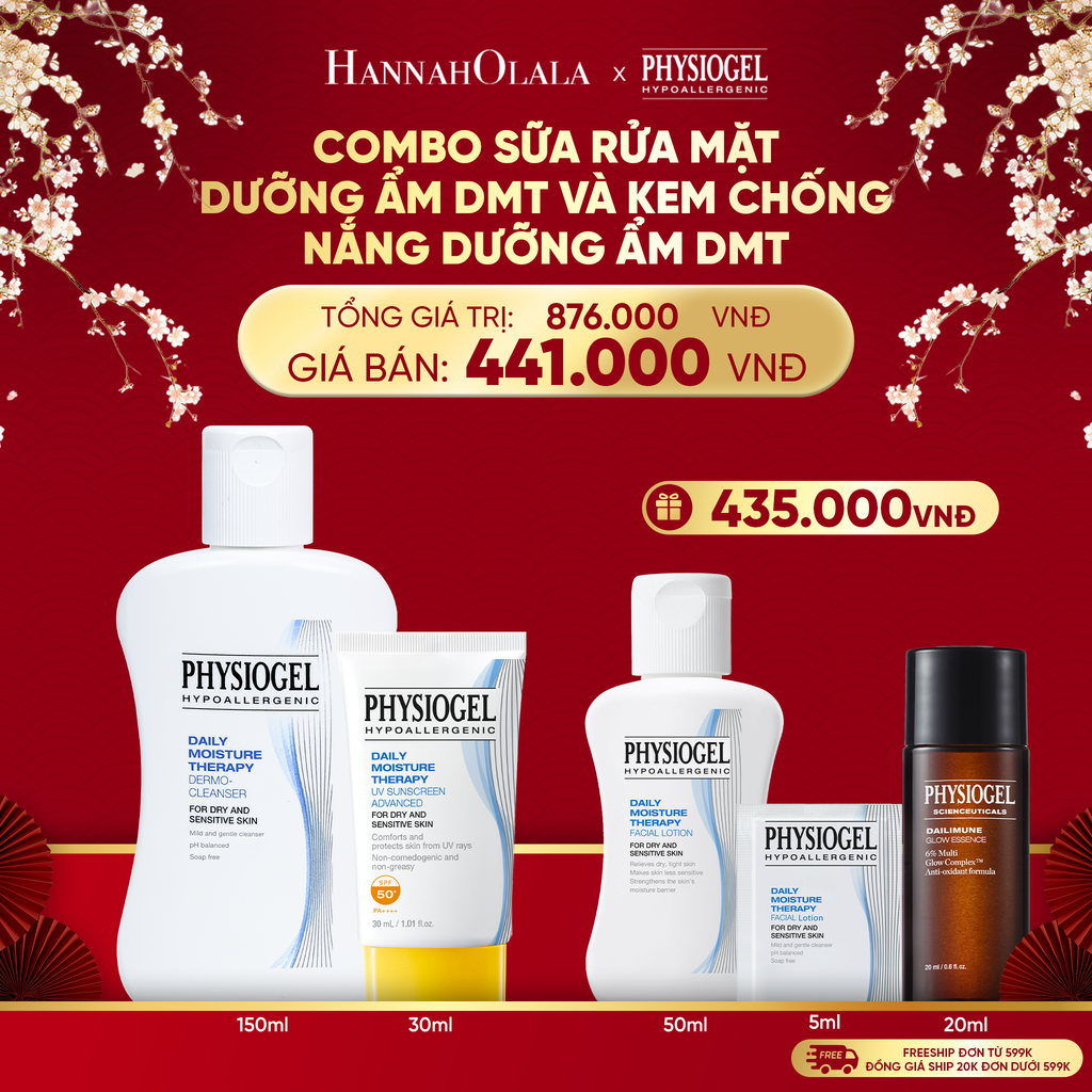  A1698_DEAL 10: BỘ ĐÔI LÀM SẠCH VÀ CHÔNG NẮNG PHYSIOGEL DAILY MOISTURE THERAPY: SỮA RỬA MẶT 150ML VÀ KEM CHỐNG NẮNG DƯỠNG ẨM 30ML 