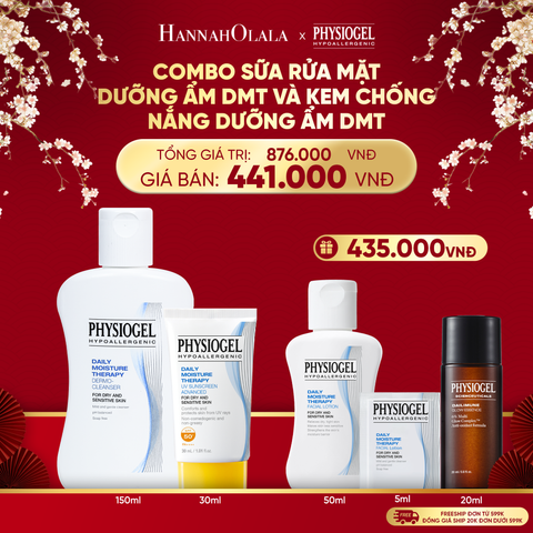  A1698_DEAL 10: BỘ ĐÔI LÀM SẠCH VÀ CHÔNG NẮNG PHYSIOGEL DAILY MOISTURE THERAPY: SỮA RỬA MẶT 150ML VÀ KEM CHỐNG NẮNG DƯỠNG ẨM 30ML 
