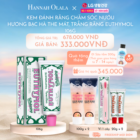  C608_DEAL 10: KEM ĐÁNH RĂNG CHĂM SÓC NƯỚU HƯƠNG BẠC HÀ CỰC THE MÁT, TRẮNG RĂNG EUTHYMOL 106GR - HỒNG/TÍM 