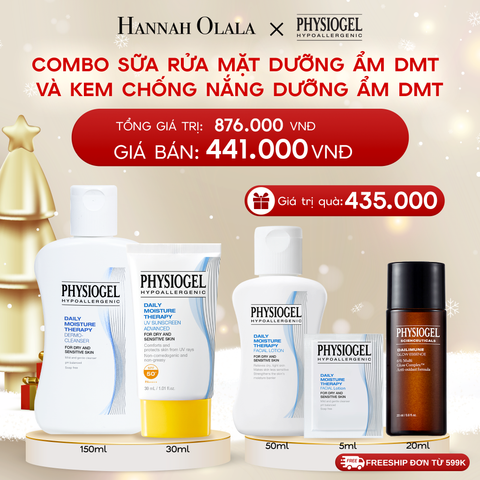  DEAL 10: BỘ ĐÔI LÀM SẠCH VÀ CHÔNG NẮNG PHYSIOGEL DAILY MOISTURE THERAPY: SỮA RỬA MẶT 150ML VÀ KEM CHỐNG NẮNG DƯỠNG ẨM 30ml 