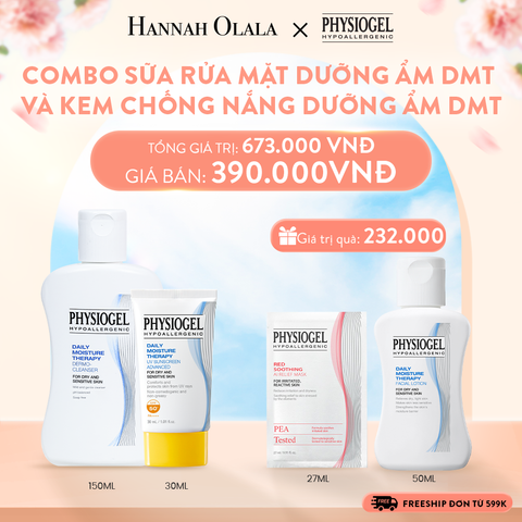  A661_DEAL 10: BỘ ĐÔI LÀM SẠCH VÀ CHÔNG NẮNG PHYSIOGEL DAILY MOISTURE THERAPY: SỮA RỬA MẶT 150ML VÀ KEM CHỐNG NẮNG DƯỠNG ẨM 30ML 
