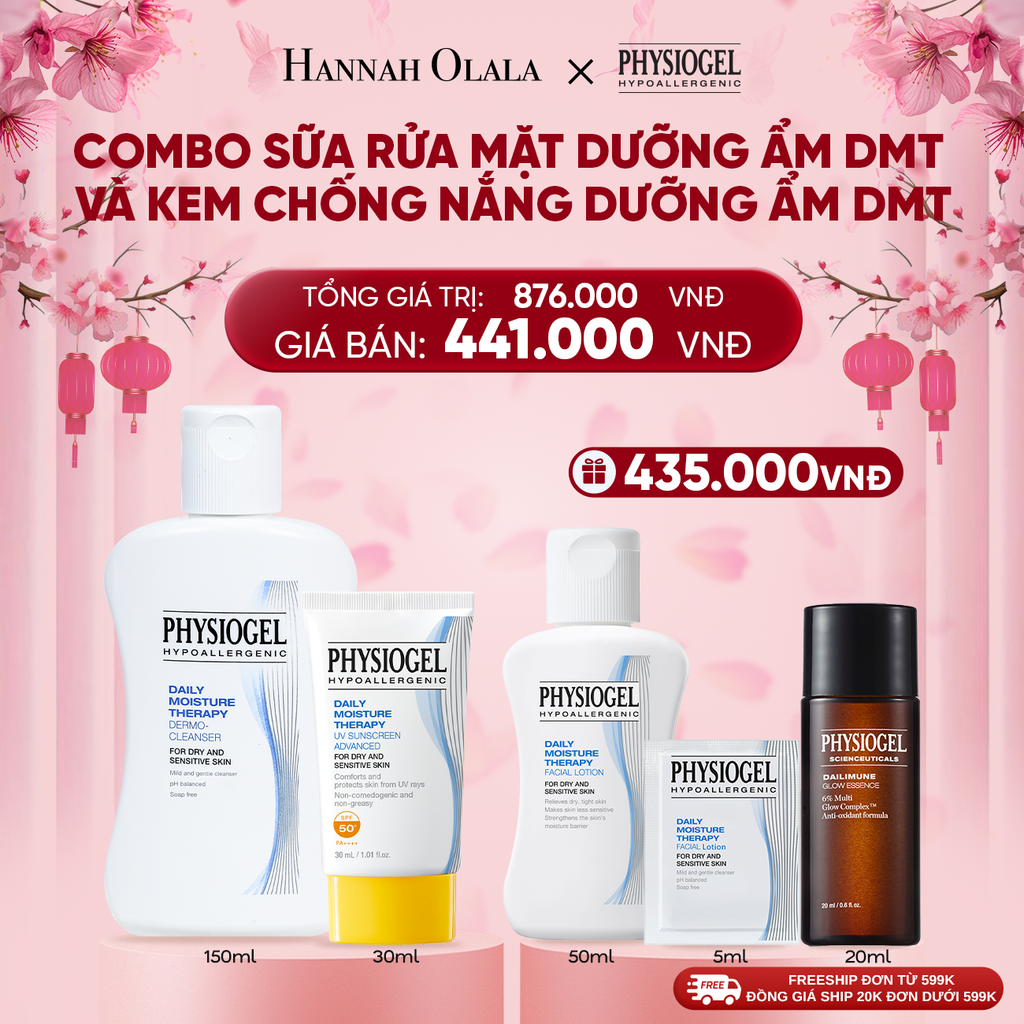  DEAL 10: BỘ ĐÔI LÀM SẠCH VÀ CHÔNG NẮNG PHYSIOGEL DAILY MOISTURE THERAPY: SỮA RỬA MẶT 150ML VÀ KEM CHỐNG NẮNG DƯỠNG ẨM 30ml 