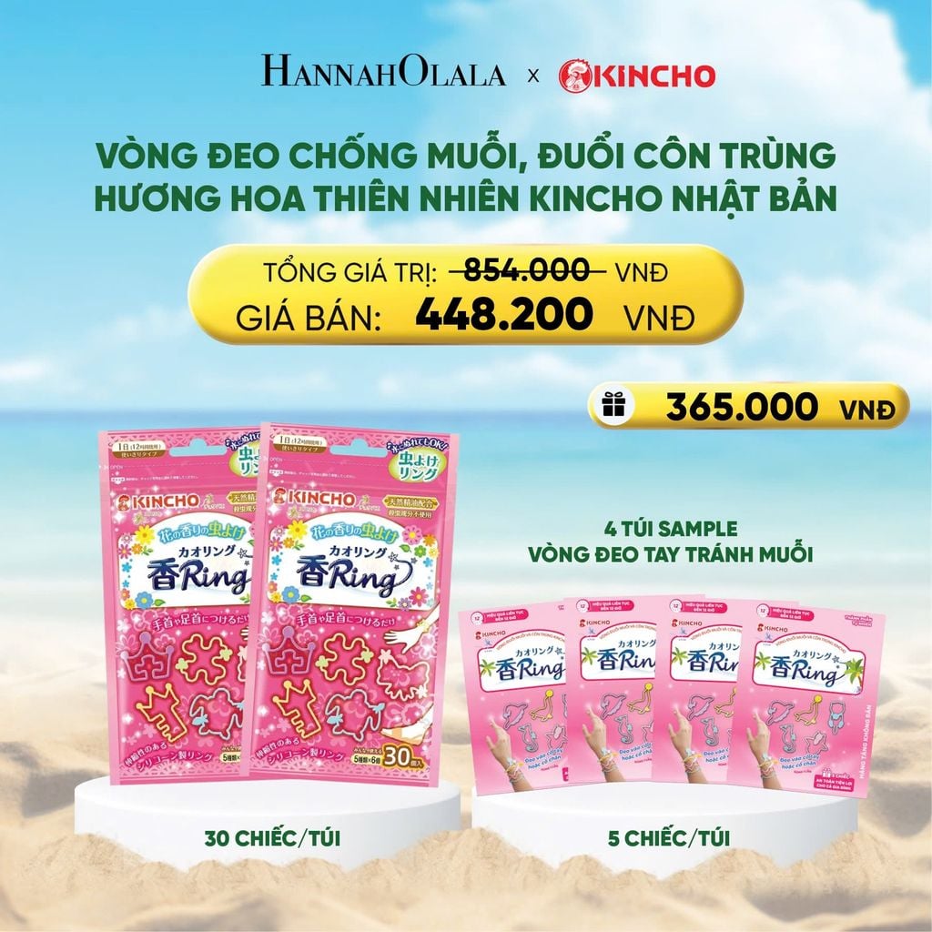  DEAL 10: VÒNG ĐEO CHỐNG MUỖI, ĐUỔI CÔN TRÙNG HƯƠNG HOA THIÊN NHIÊN KINCHO NHẬT BẢN 