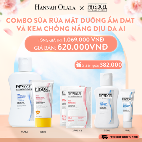  A662_DEAL 11: BỘ ĐÔI LÀM SẠCH VÀ CHỐNG NẮNG PHYSIOGEL: SỮA RỬA MẶT 150ML VÀ KEM CHỐNG NẮNG DƯỠNG ẨM VÀ LÀM DỊU DA PHYSIOGEL RED SOOTHING AI 40ML 