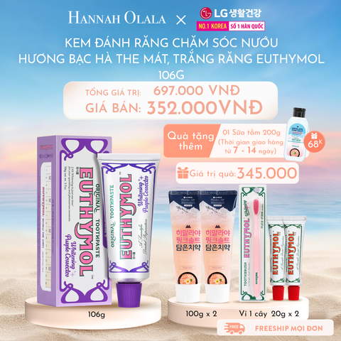  C280_DEAL 10BK: KEM ĐÁNH RĂNG CHĂM SÓC NƯỚU HƯƠNG BẠC HÀ CỰC THE MÁT, TRẮNG RĂNG EUTHYMOL 106GR - TÍM 