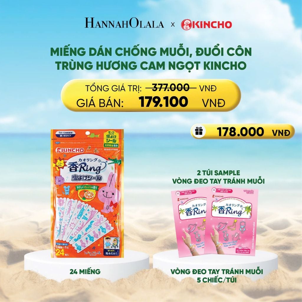  DEAL 11: MIẾNG DÁN CHỐNG MUỖI, ĐUỔI CÔN TRÙNG HƯƠNG CAM NGỌT KINCHO 