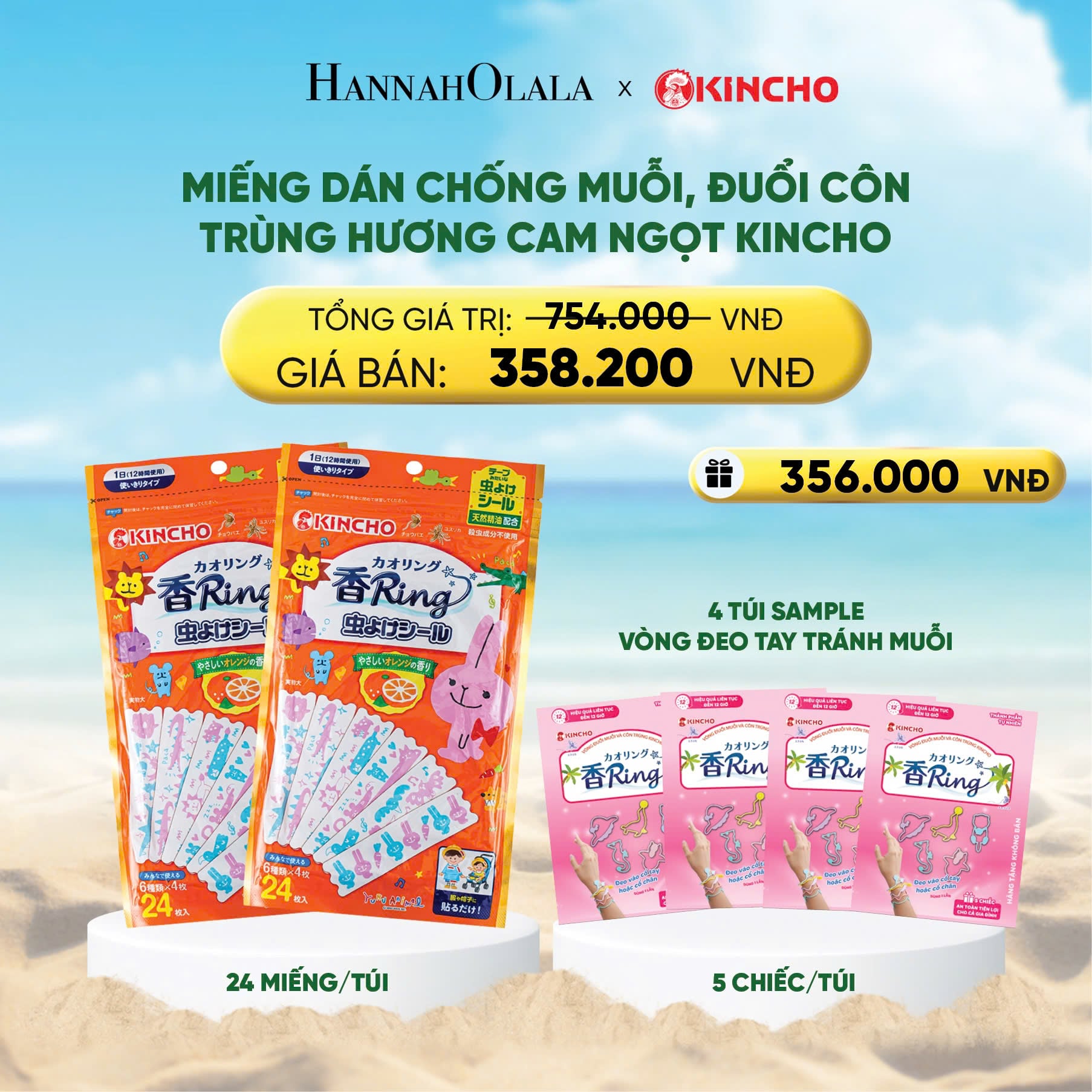 A1030_deal 11: miếng dán chống muỗi, đuổi côn trùng hương cam ngọt kincho