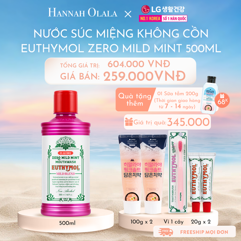  C610_DEAL11: NƯỚC SÚC MIỆNG KHÔNG CỒN EUTHYMOL ZERO MILD MINT - DUNG TÍCH 500ML 