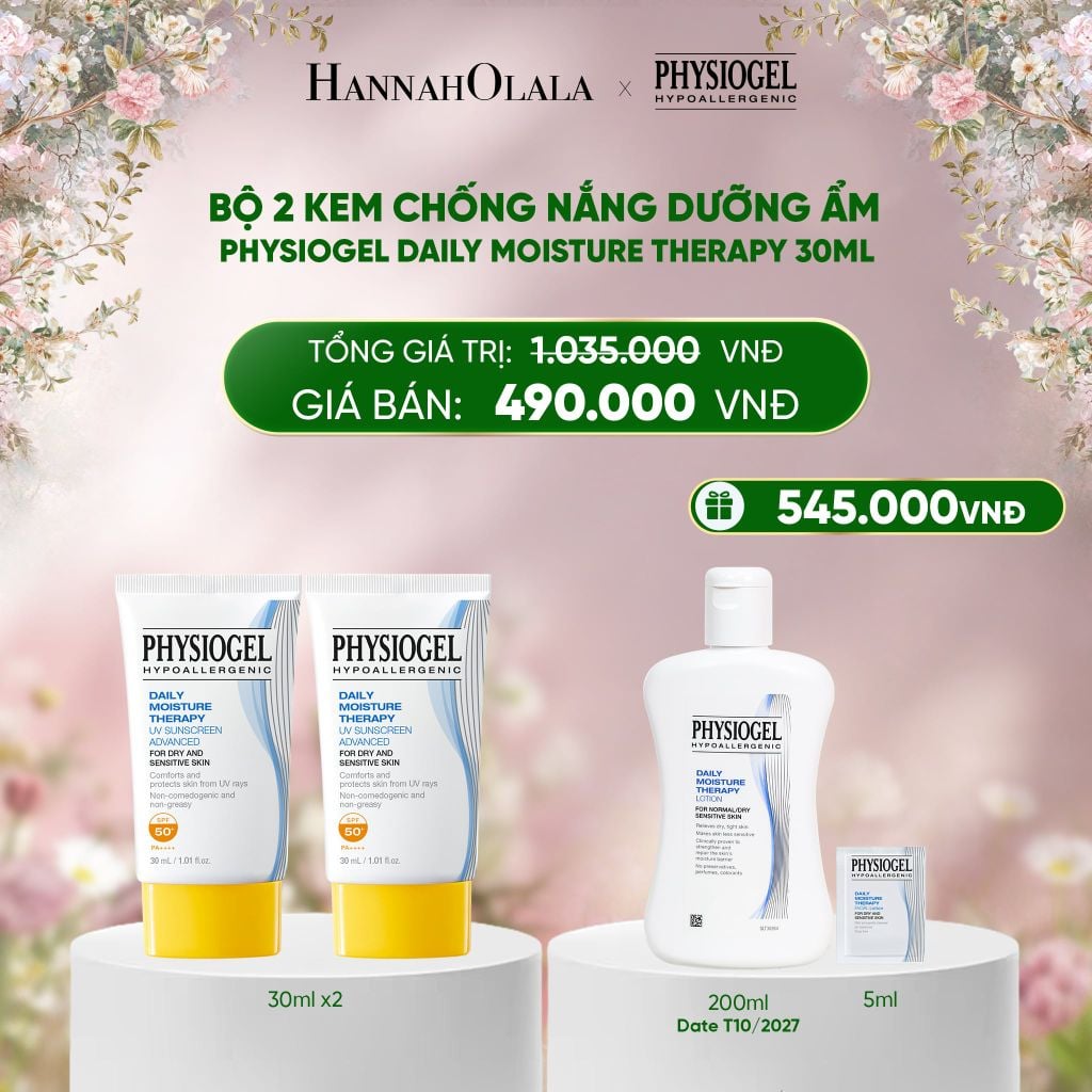  DEAL 12: BỘ 2 KEM CHỐNG NẮNG DƯỠNG ẨM PHYSIOGEL DAILY MOISTURE THERAPY 30ML 