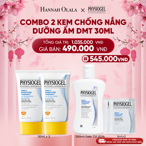  DEAL 12: BỘ 2 KEM CHỐNG NẮNG DƯỠNG ẨM PHYSIOGEL DAILY MOISTURE THERAPY 30ml 