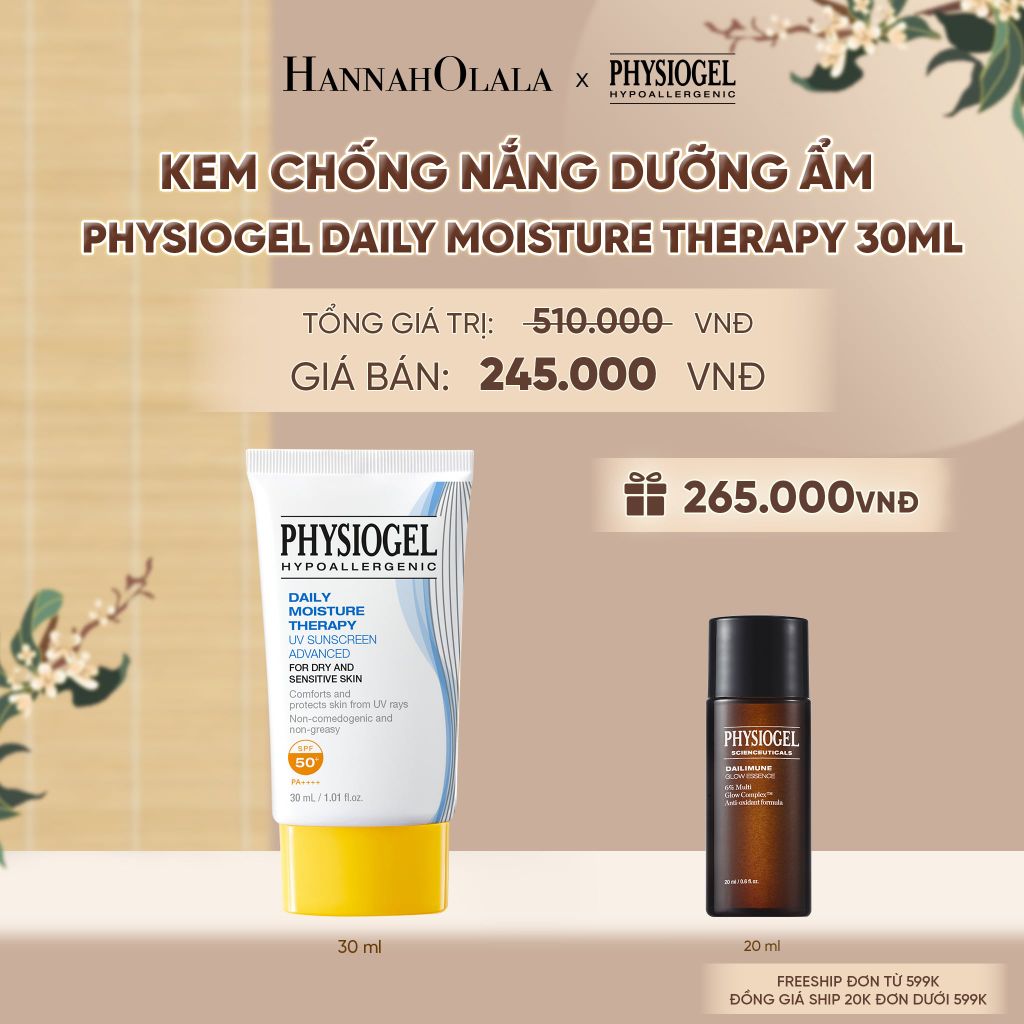  KEM CHỐNG NẮNG DƯỠNG ẨM PHYSIOGEL DAILY MOISTURE THERAPY 30ml - HSD: 2029 - A2232 
