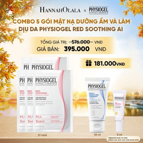 COMBO 5 GÓI MẶT NẠ DƯỠNG ẨM VÀ LÀM DỊU DA PHYSIOGEL RED SOOTHING AI (GÓI 1 MIẾNG) - E1241 