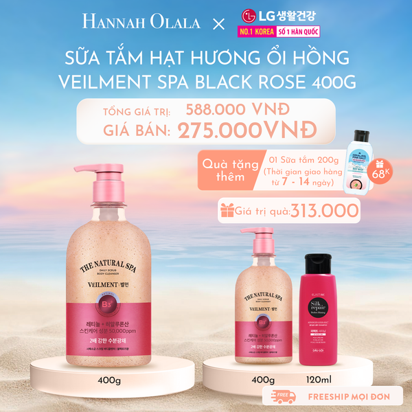  C612_DEAL 13: SỮA TẮM HẠT HƯƠNG ỔI HỒNG ON: THE BODY VEILMENT SPA BLACK ROSE 400G 
