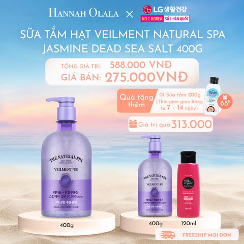  C613_DEAL 14: SỮA TẮM HẠT ON: THE BODY VEILMENT NATURAL SPA JASMINE DEAD SEA SALT 400G 