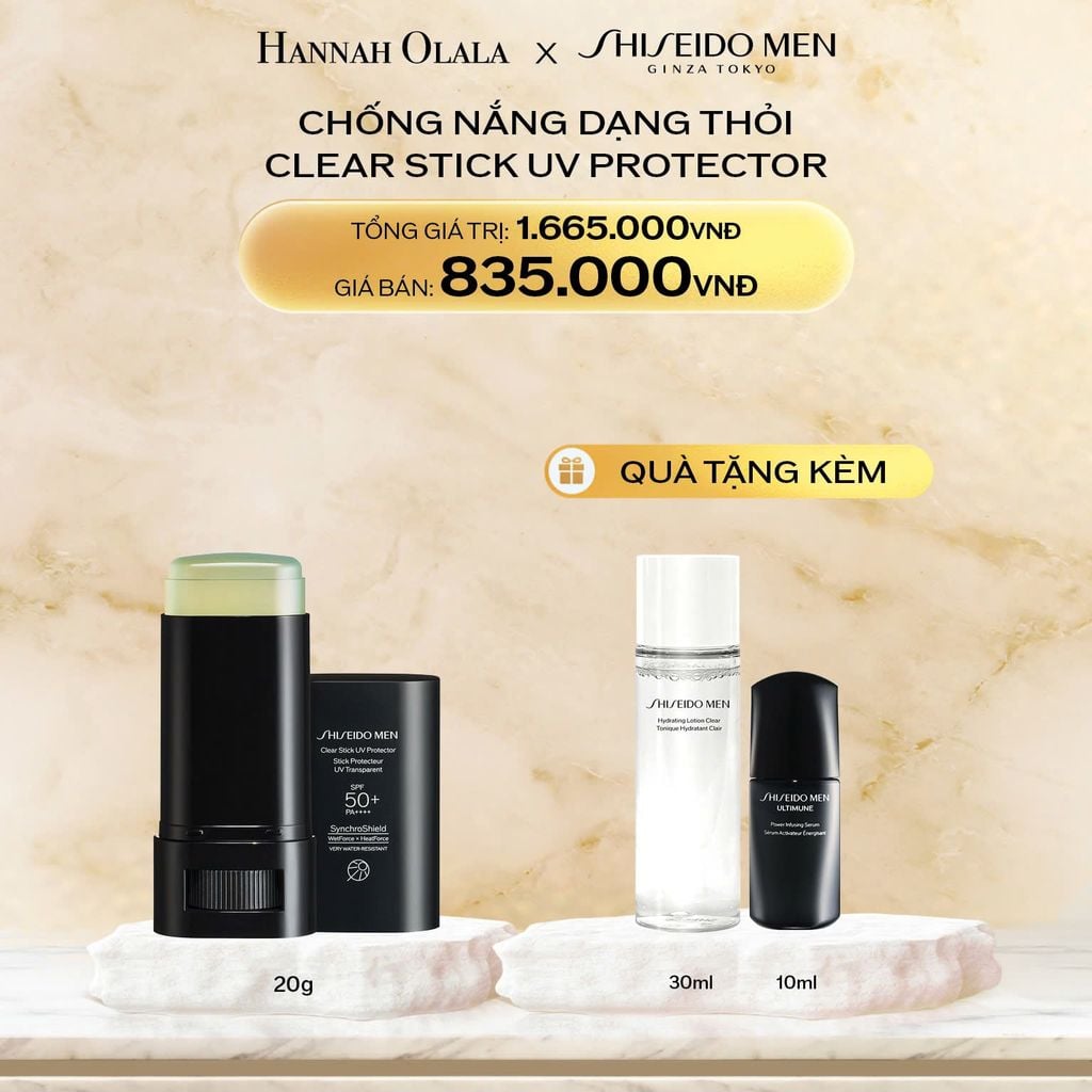  DEAL 15: CHỐNG NẮNG DẠNG THỎI SHISEIDO MEN CLEAR STICK UV PROTECTOR 20G 