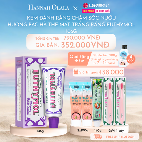  C608_DEAL 10: KEM ĐÁNH RĂNG CHĂM SÓC NƯỚU HƯƠNG BẠC HÀ CỰC THE MÁT, TRẮNG RĂNG EUTHYMOL 106GR - HỒNG/TÍM 