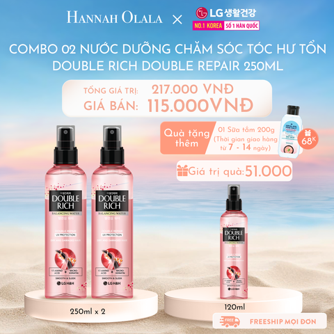  C630_DEAL 01: COMBO 02 NƯỚC DƯỠNG CHĂM SÓC TÓC HƯ TỔN DOUBLE RICH BW DOUBLE REPAIR 250ML 