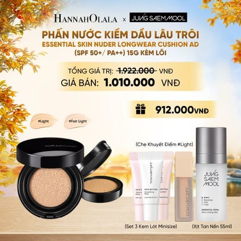  PHẤN NƯỚC KIỀM DẦU LÂU TRÔI ESSENTIAL SKIN NUDER LONGWEAR CUSHION AD (SPF 50+/ PA++) 15G (KÈM LÕI) - E698 