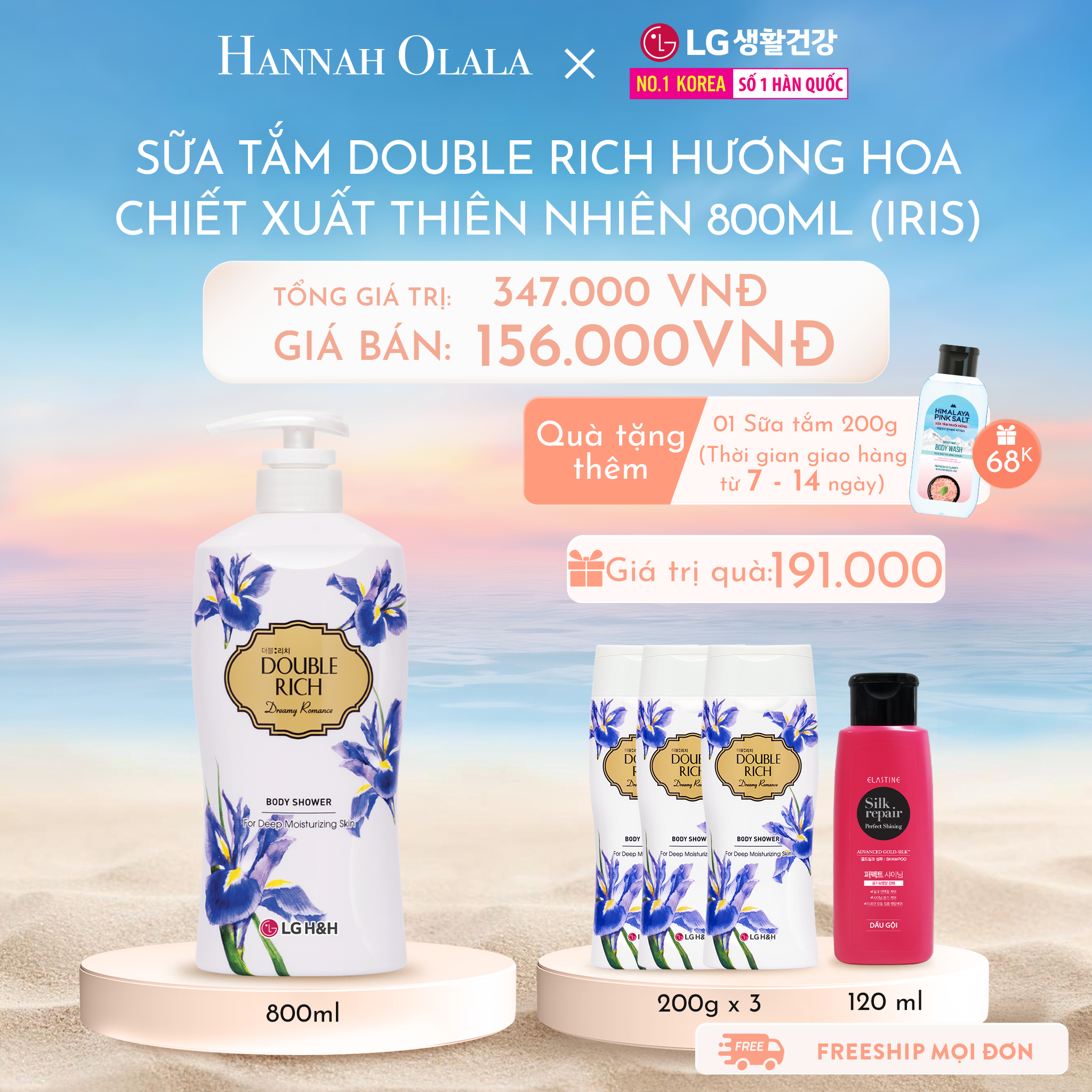  C615_DEAL 02: SỮA TẮM DOUBLE RICH HƯƠNG HOA CHIẾT XUẤT TỪ THIÊN NHIÊN 800ML - Iris 