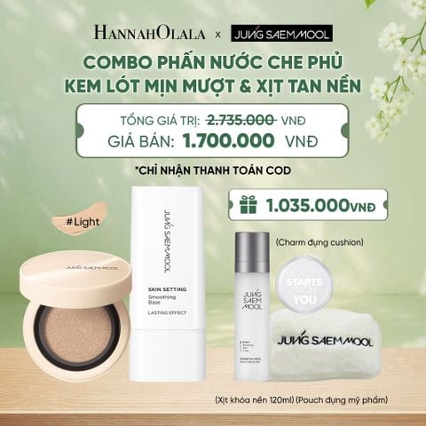  COMBO PHẤN NƯỚC CHE PHỦ & KEM LÓT MỊN MƯỢT & XỊT TAN NỀN - A1555 