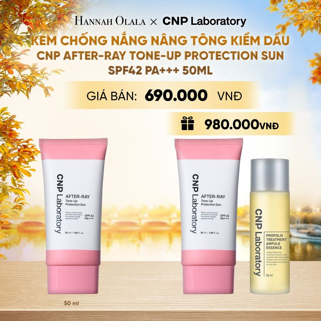  KEM CHỐNG NẮNG NÂNG TÔNG KIỀM DẦU CNP AFTER-RAY TONE-UP PROTECTION SUN SPF42 PA+++ 50ML - E2151 