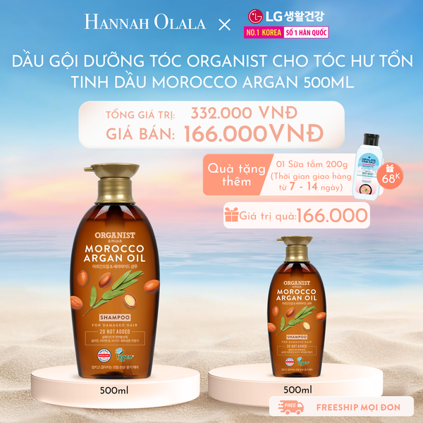  DEAL 16: DẦU GỘI DƯỠNG TÓC ORGANIST CHO TÓC HƯ TỔN TINH DẦU MOROCCO ARGAN 500ML 