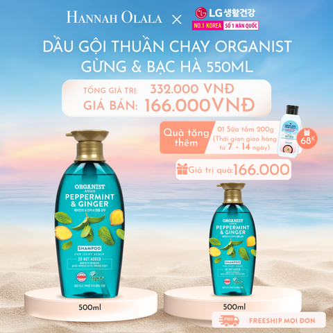  C622_DEAL 04: [MUA 1 TẶNG 1] DẦU GỘI THUẦN CHAY ORGANIST GỪNG & BẠC HÀ 550ML 