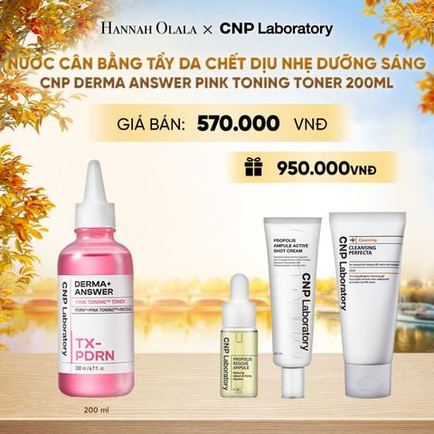  NƯỚC CÂN BẰNG TẨY DA CHẾT DỊU NHẸ DƯỠNG SÁNG CNP DERMA ANSWER PINK TONING TONER 200ML - E2152 