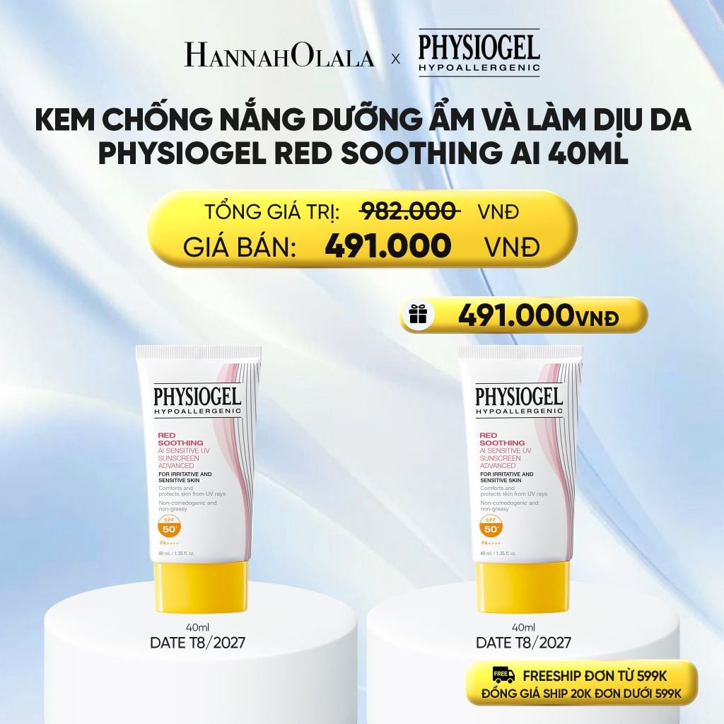  KEM CHỐNG NẮNG DƯỠNG ẨM VÀ LÀM DỊU DA PHYSIOGEL RED SOOTHING AI 40ML - E197 