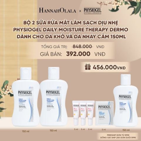  BỘ 2 SỮA RỬA MẶT LÀM SẠCH DỊU NHẸ PHYSIOGEL DAILY MOISTURE THERAPY DERMO DÀNH CHO DA KHÔ VÀ DA NHẠY CẢM 150ML - A2236 