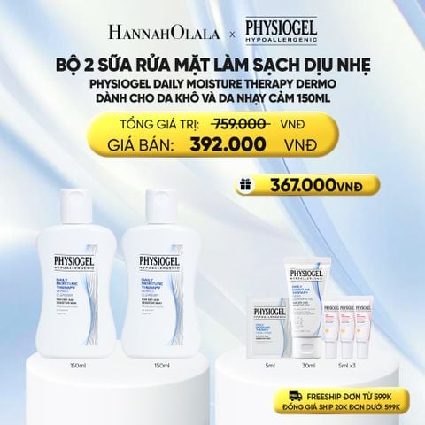  BỘ 2 SỮA RỬA MẶT LÀM SẠCH DỊU NHẸ PHYSIOGEL DAILY MOISTURE THERAPY DERMO DÀNH CHO DA KHÔ VÀ DA NHẠY CẢM 150ML - E198 