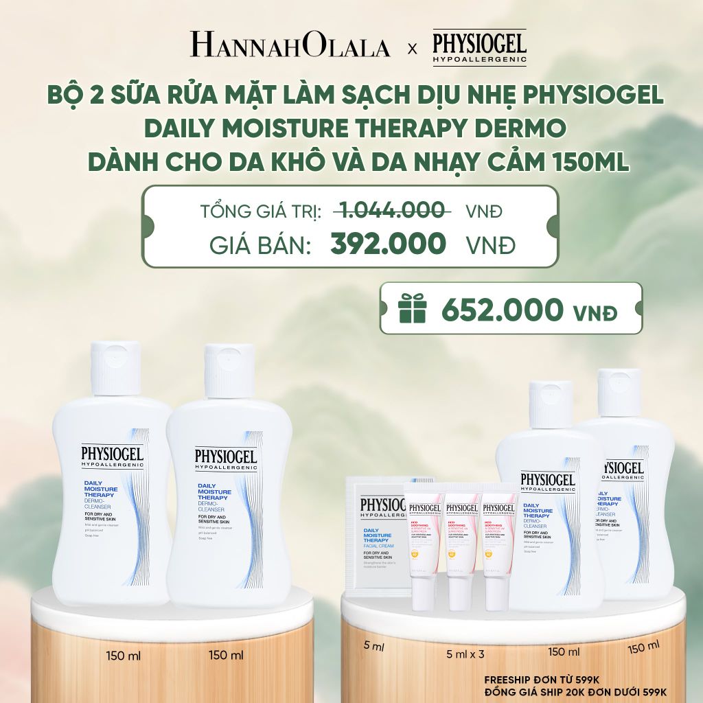  BỘ 2 SỮA RỬA MẶT LÀM SẠCH DỊU NHẸ PHYSIOGEL DAILY MOISTURE THERAPY DERMO DÀNH CHO DA KHÔ VÀ DA NHẠY CẢM 150ML - A77 