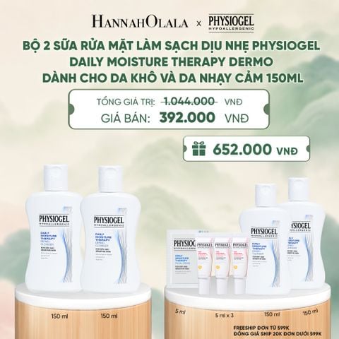  BỘ 2 SỮA RỬA MẶT LÀM SẠCH DỊU NHẸ PHYSIOGEL DAILY MOISTURE THERAPY DERMO DÀNH CHO DA KHÔ VÀ DA NHẠY CẢM 150ML 