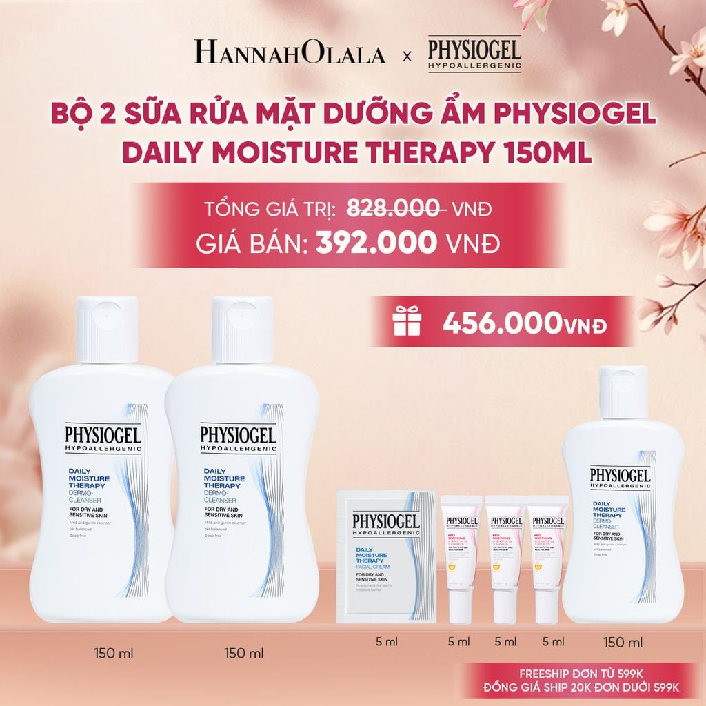  BỘ 2 SỮA RỬA MẶT LÀM SẠCH DỊU NHẸ PHYSIOGEL DAILY MOISTURE THERAPY DERMO DÀNH CHO DA KHÔ VÀ DA NHẠY CẢM 150ML 