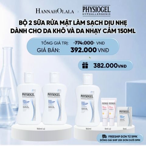  BỘ 2 SỮA RỬA MẶT LÀM SẠCH DỊU NHẸ PHYSIOGEL DAILY MOISTURE THERAPY DERMO DÀNH CHO DA KHÔ VÀ DA NHẠY CẢM 150ML 