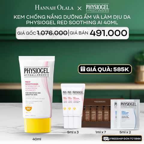  A80_DEAL 6: KEM CHỐNG NẮNG DƯỠNG ẨM VÀ LÀM DỊU DA PHYSIOGEL RED SOOTHING AI 40ml 