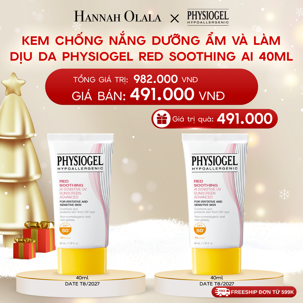  DEAL 3: KEM CHỐNG NẮNG DƯỠNG ẨM VÀ LÀM DỊU DA PHYSIOGEL RED SOOTHING AI 40ml 