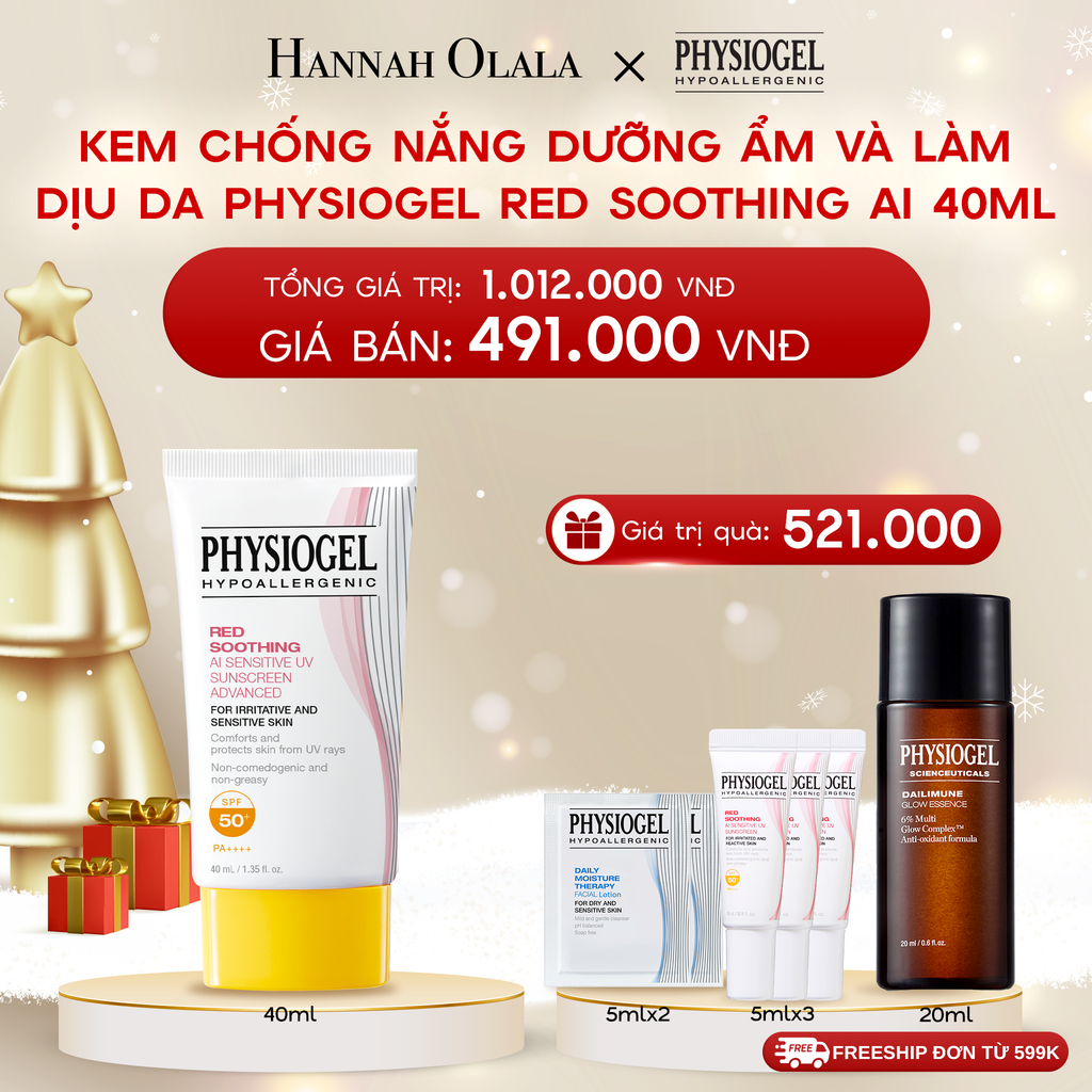  DEAL 6: KEM CHỐNG NẮNG DƯỠNG ẨM VÀ LÀM DỊU DA PHYSIOGEL RED SOOTHING AI 40ml 