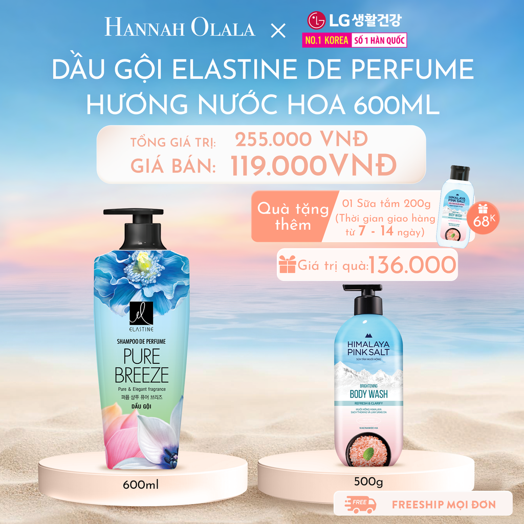  C626_DEAL 08: DẦU GỘI ELASTINE DE PERFUME HƯƠNG NƯỚC HOA 600ML 