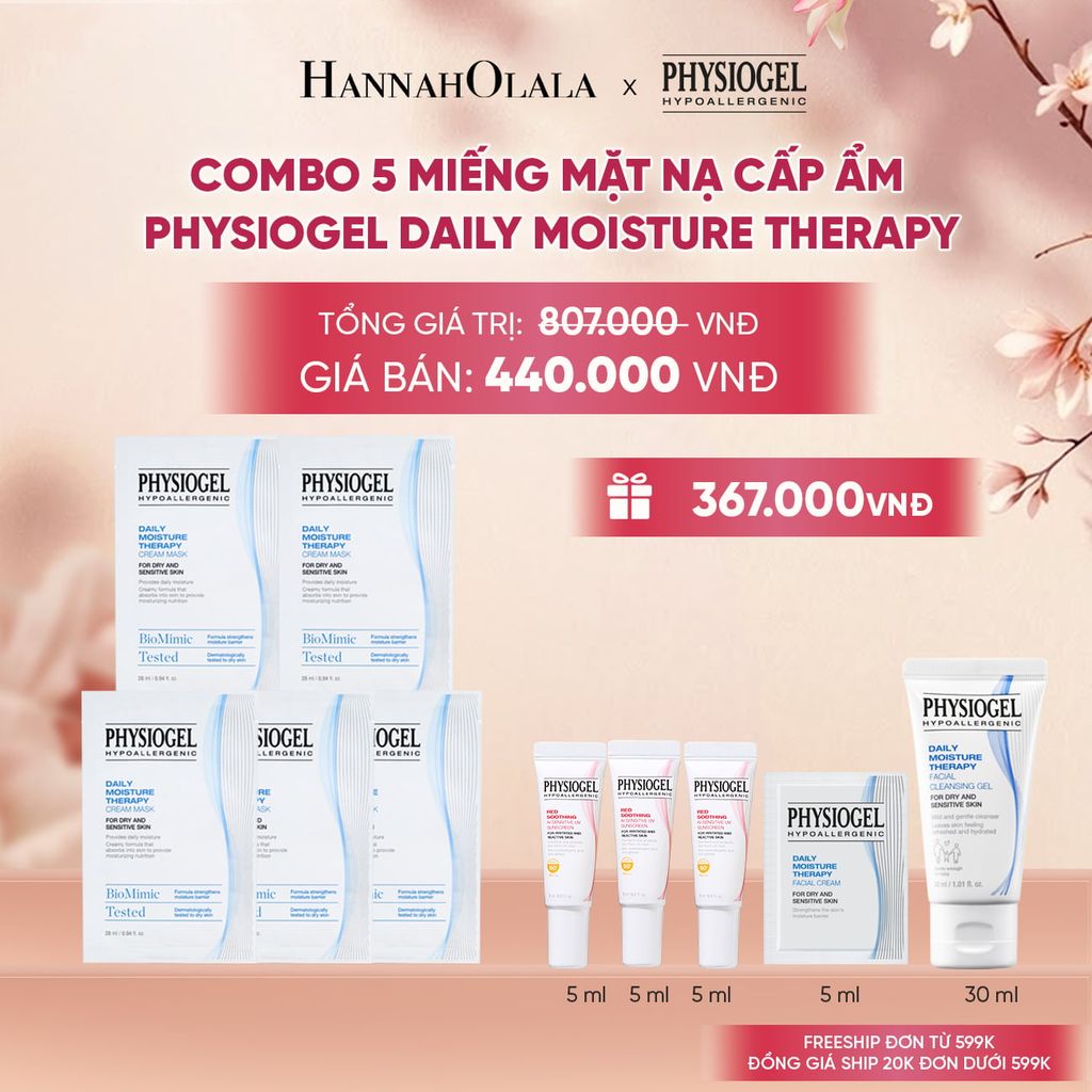  COMBO 5 MIẾNG MẶT NẠ CẤP ẨM PHYSIOGEL DAILY MOISTURE THERAPY 