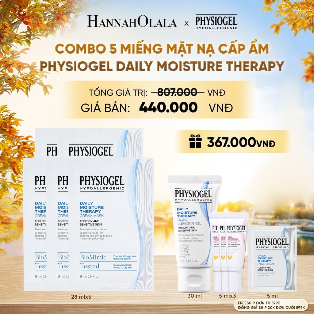  COMBO 5 MIẾNG MẶT NẠ CẤP ẨM PHYSIOGEL DAILY MOISTURE THERAPY - E1249 